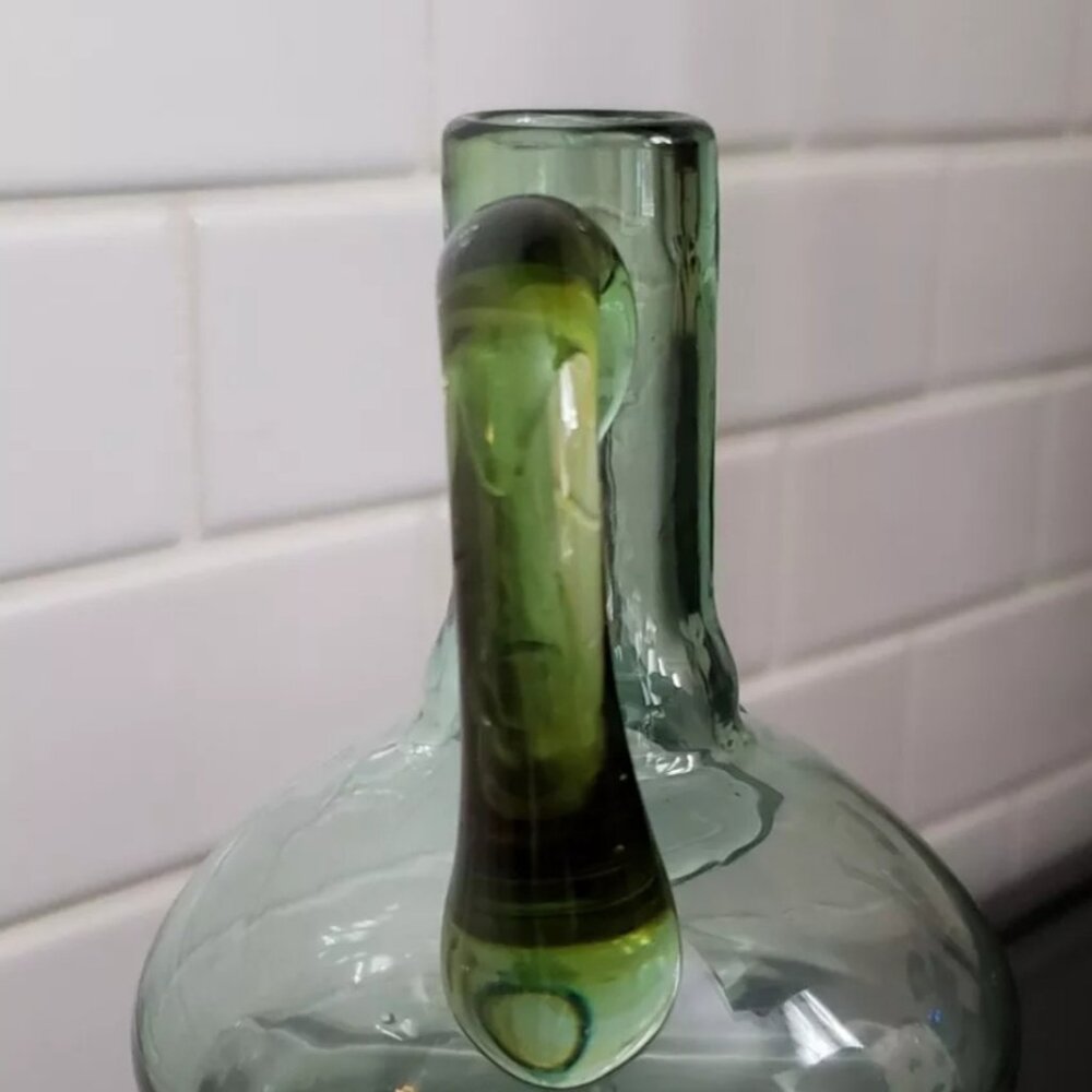 🎉Host Pick🎉 Vintage Handblown Two-tone Green Glass Cruet Mini Pitcher Handle - Picture 4 of 8